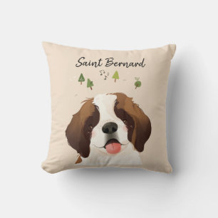 St. Bernard Pet Dog Illustration Portrait Cushion