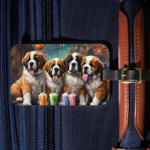 St Bernard Puppies and Milkshakes Luggage Tag