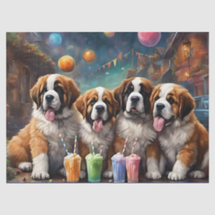 St Bernard Puppies and Milkshakes Tissue Paper