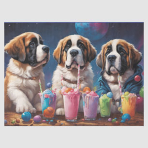 St Bernard Puppies and Milkshakes Tissue Paper