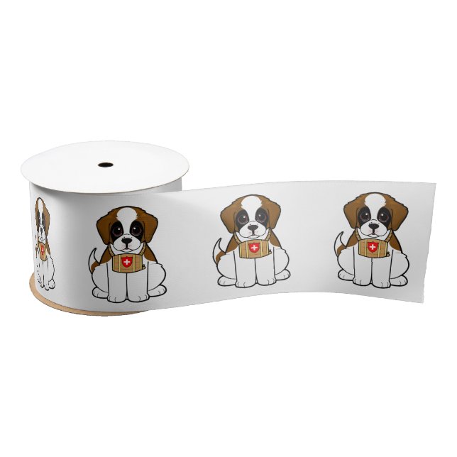 St. Bernard Puppy 3 In. Satin Ribbon (Spool)