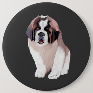 St. Bernard Puppy 6 Cm Round Badge