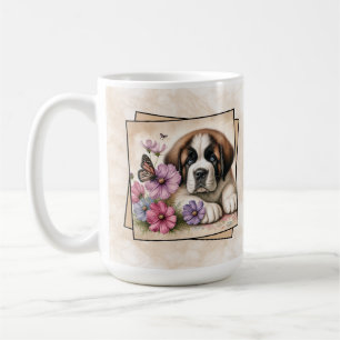 St. Bernard Puppy & Blossoms Coffee Mug
