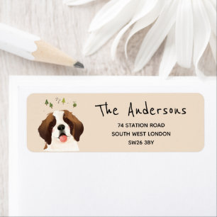 St. Bernard Puppy Dog Pet Return Address Label