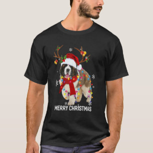 St Bernard Reindeer Xmas Light Christmas Ornaments T-Shirt