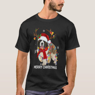 St Bernard Reindeer Xmas Light Christmas Ornaments T-Shirt