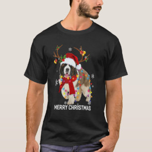 St Bernard Reindeer Xmas Light Christmas Ornaments T-Shirt