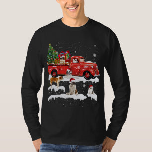 St Bernard Riding Red Truck Merry Christmas X-mas  T-Shirt