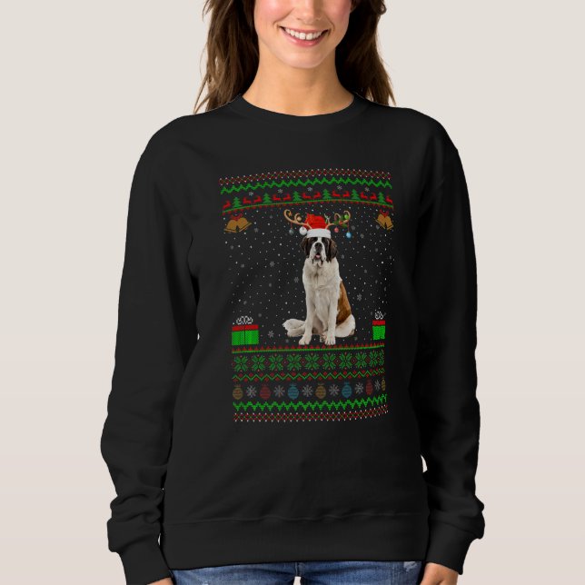 St Bernard Santa Hat Matching Ugly Saint Bernard C Sweatshirt (Front)