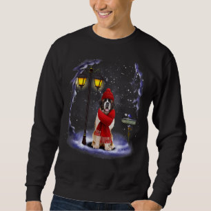 St Bernard Santa Snow Christmas Light Winter Pajam Sweatshirt