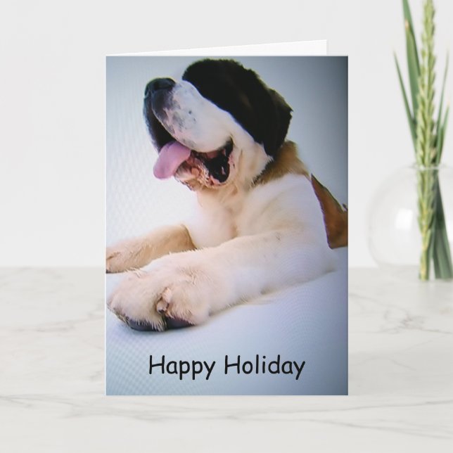 ST. BERNARD TO THE RESCUE=CHRISTMAS WISHES HOLIDAY CARD (Front)