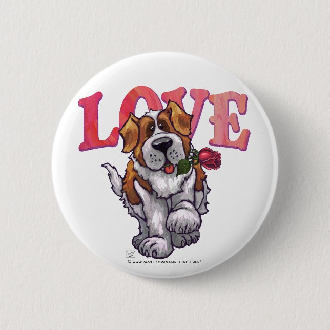 St. Bernard Valentine's Day 6 Cm Round Badge (Front)