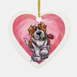 St. Bernard Valentine's Day Ceramic Ornament