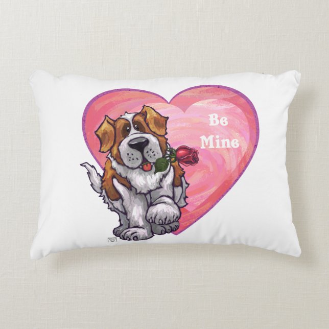 St. Bernard Valentine's Day Decorative Cushion (Front)