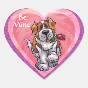 St. Bernard Valentine's Day Heart Sticker