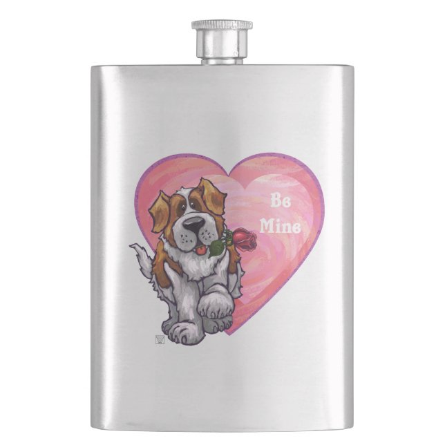 St. Bernard Valentine's Day Hip Flask (Front)