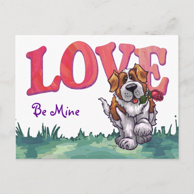 St. Bernard Valentine's Day Holiday Postcard (Front)
