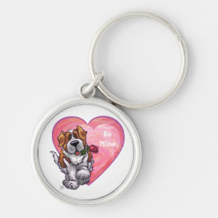 St. Bernard Valentine's Day Key Ring