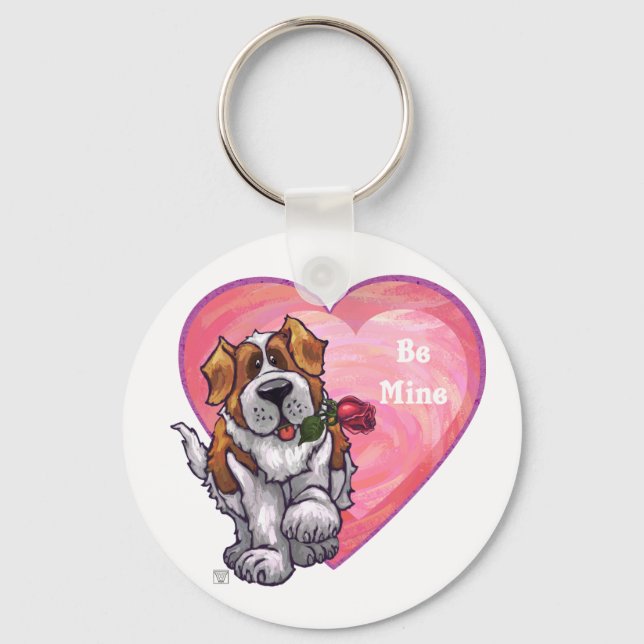 St. Bernard Valentine's Day Key Ring (Front)