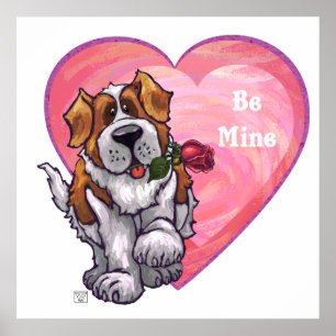 St. Bernard Valentine's Day Poster