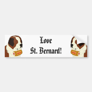St. Bernard with a Small Wine Barrel - Line Art Bumper Sticker