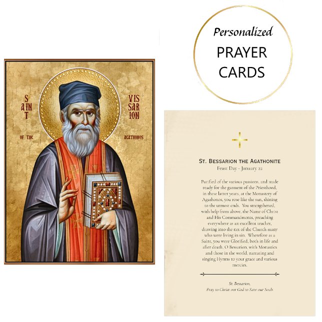St. Bessarion the Agathonite Orthodox Prayer Card  (Creator Uploaded)