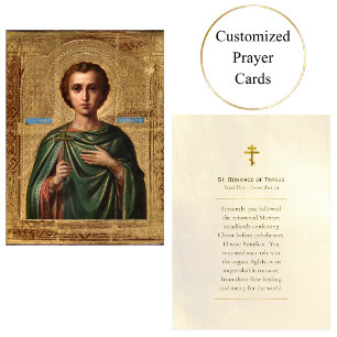 St. Boniface of Tarsus Orthodox Prayer Card