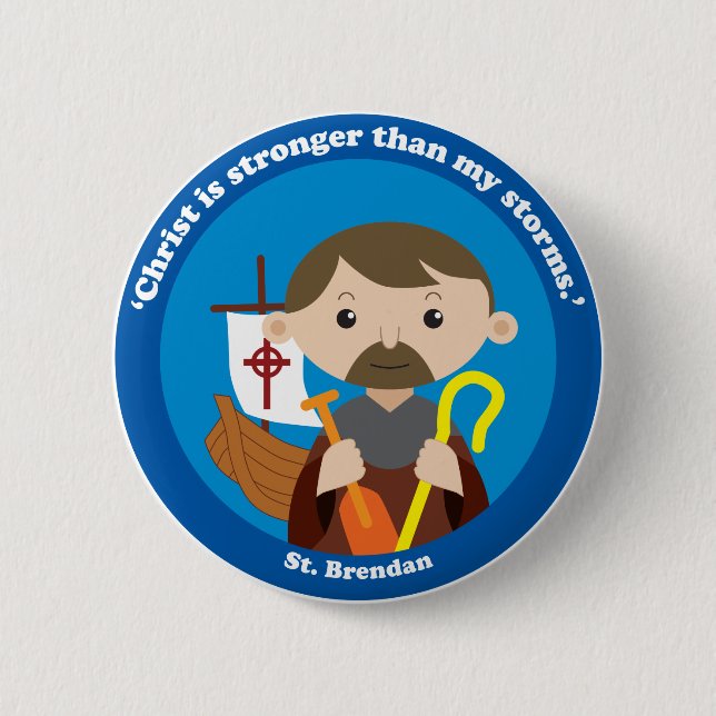 St. Brendan 6 Cm Round Badge (Front)