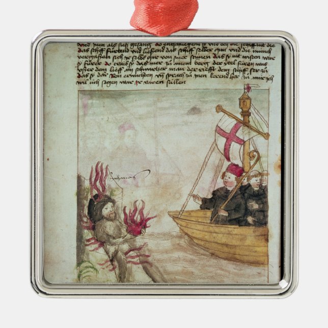 St. Brendan in his ship Metal Tree Decoration (Front)