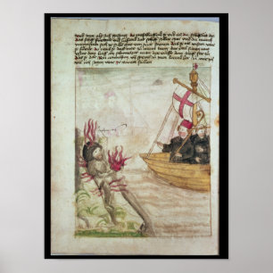 St. Brendan in his ship Poster