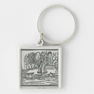 St. Brendan on the fish island Key Ring