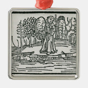 St. Brendan on the fish island Metal Ornament