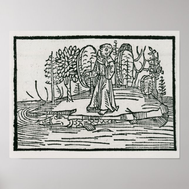 St. Brendan on the fish island Poster (Front)