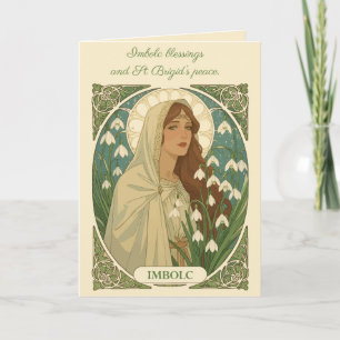 St Brigid Art Nouveau Illustration Card