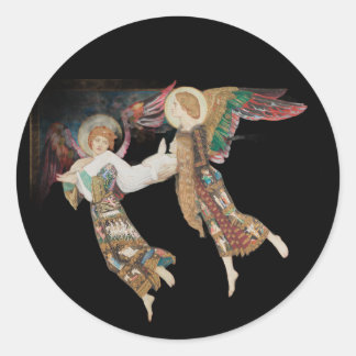 St Brigid being carried away by angels Classic Round Sticker