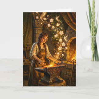 St Brigid Blacksmith Fairies Flowers Fantasy Art Card