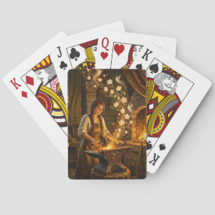 St Brigid Blacksmith Fairies Flowers Fantasy Art Playing Cards