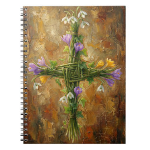 St Brigid Cross Green Rushes Crocus Imbolc Art Notebook