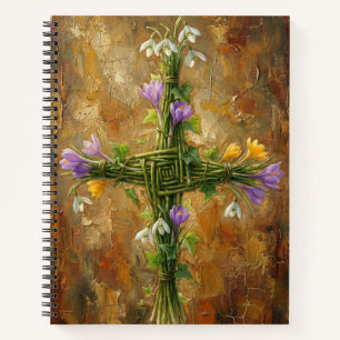 St Brigid Cross Green Rushes Crocus Imbolc Art Notebook