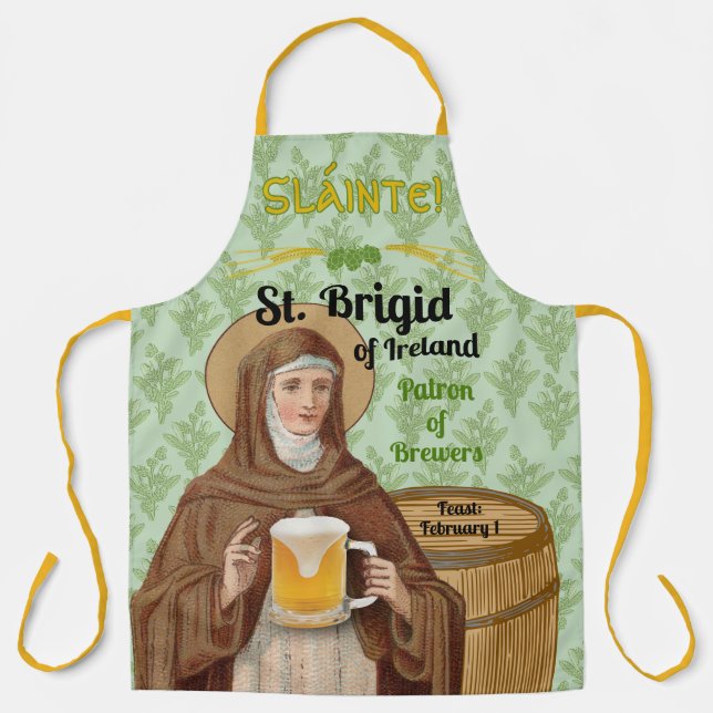 St. Brigid of Ireland and Her Barrel of Beer Apron (Front)