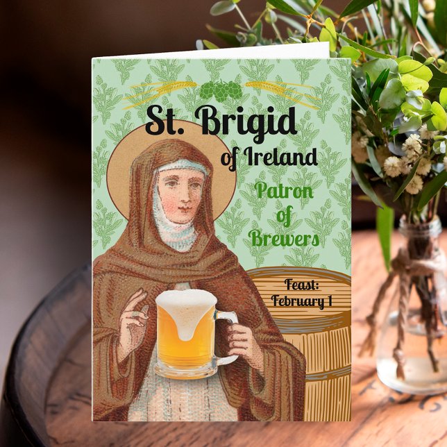St. Brigid of Ireland and Her Barrel of Beer Card (Creator Uploaded)