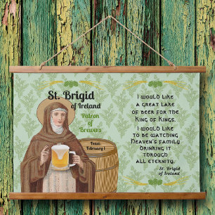 St. Brigid of Ireland and Her Barrel of Beer Hanging Tapestry