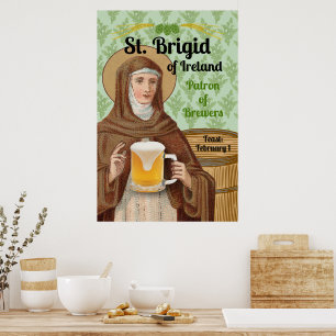 St. Brigid of Ireland and Her Barrel of Beer Poster