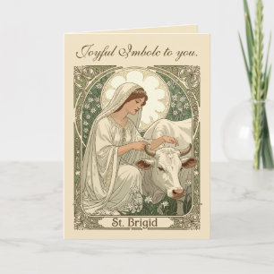 St Brigid Patroness Saint Of Ireland With White Co Card