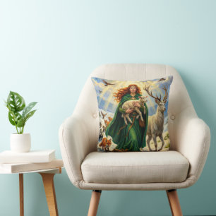 St Brigid Spring Goddess Woodland Animals Imbolc Cushion