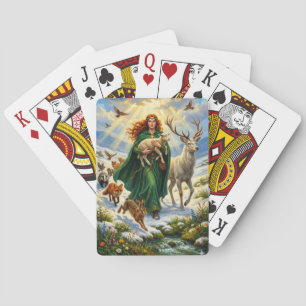 St Brigid Spring Goddess Woodland Animals Imbolc Playing Cards