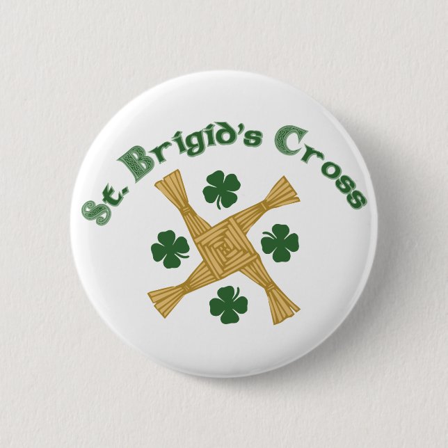 St. Brigids Cross 6 Cm Round Badge (Front)