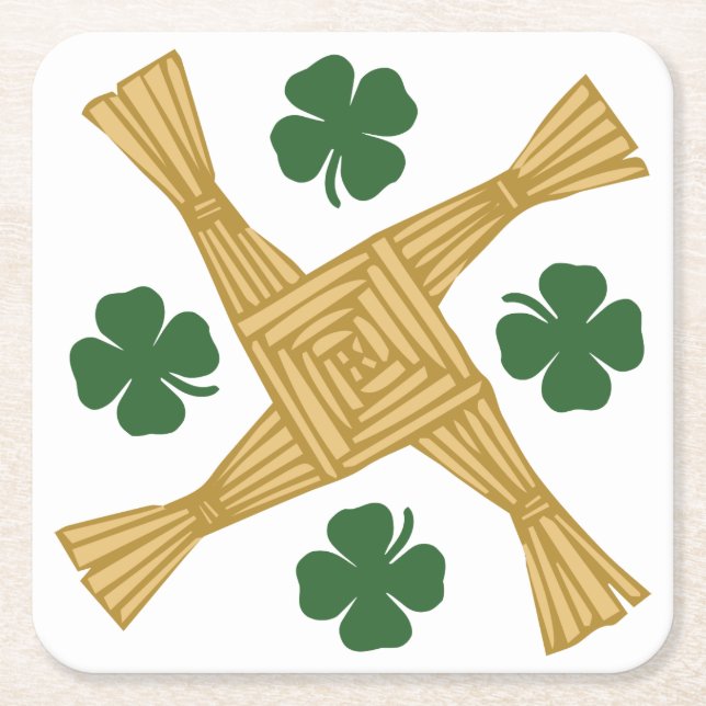 St. Brigids Cross Square Paper Coaster (Front)