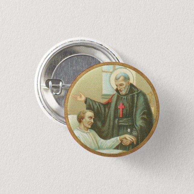 St. Camillus Comforting an Invalid (M 021) 3 Cm Round Badge (Front & Back)