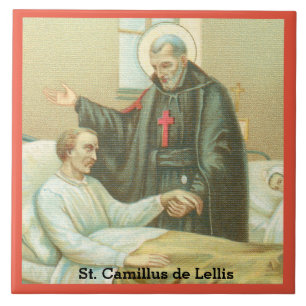 St. Camillus Comforting an Invalid (M 021) Ceramic Tile